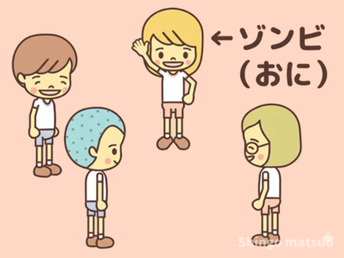 ゾンビ役の鬼を決めるイラスト