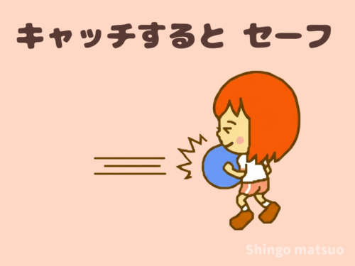 ボールをキャッチする子ども
