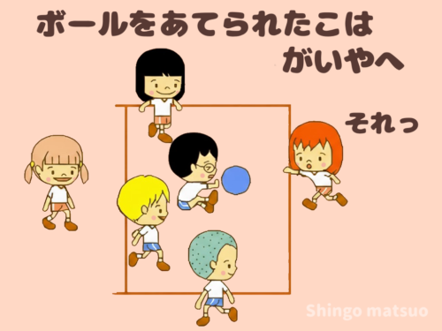 ボールを当てられた子ども