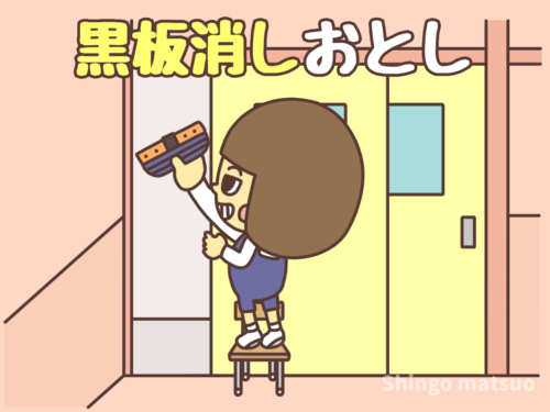 黒板消し落としのイタズラ遊び