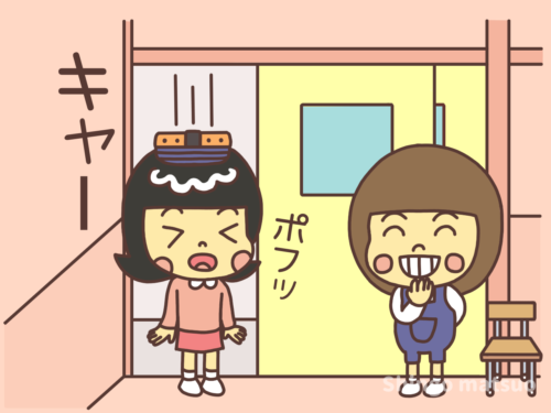 黒板消しが頭に落ちた